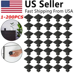Square Black Cabinet Knobs Hardware Bedroom Kitchen Drawer Cupboard Handle Pulls - Picture 1 of 18