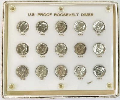 1952-1964 UNITED STATES ROOSEVELT SILVER DIMES CHOICE PROOF CONDITION IN CAPITAL - Image 1 of 3