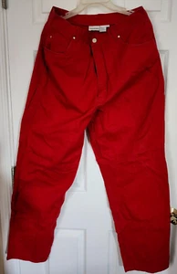 Newport News Size 18 Red Denim 5 Pocket Pleated Pants - Picture 1 of 5