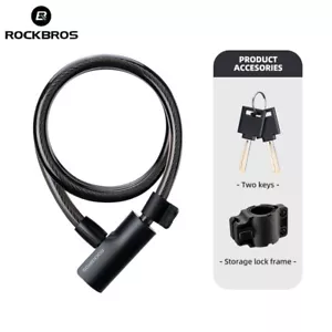 ROCKBROS MTB Bike Cable Lock Cycling Security Anti-Theft Bicycle Lock 2 Keys - Picture 1 of 12