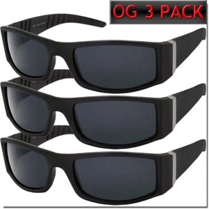 LENTES DE SOL PARA HOMBRE LOCS ESTILO OG GÁNGSTER MARCO NEGRO LENTES GAFAS DE SOL ESTILO MOTOCICLISTA 3 PIEZAS - Imagen 1 de 6