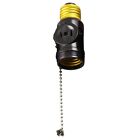 Black AC Outlet Switch Base Light Bulb Socket Adapter with E26 LED Pull Chain