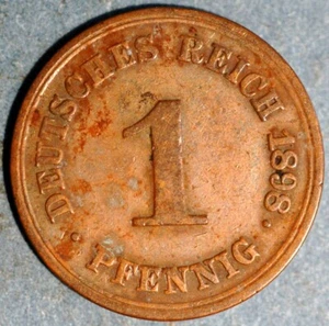 Germany 1 Pfennig 1898 F Wilhelm II KM# 10 - Picture 1 of 2