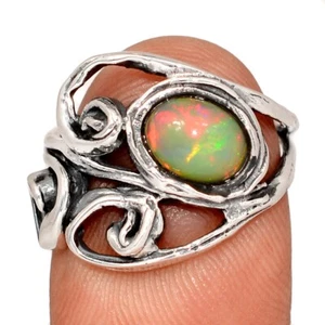 Anillo de plata esterlina 925 ópalo etíope natural joyería s.6 CR73324 - Imagen 1 de 1