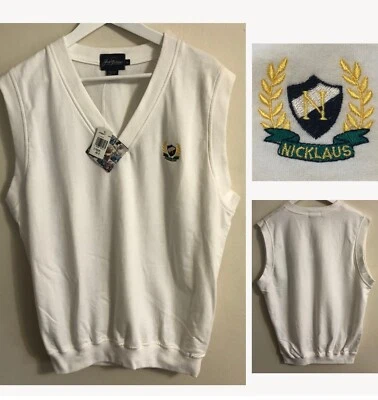 Nuevo con etiquetas Chaleco de Golf Jack Nicklaus Para Hombres Talla L Nuevo con Etiquetas Blanco Algodón Embr LOGO Foto 1 de 4