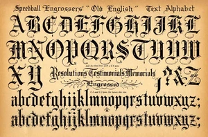 Speedball Pen Alphabet Poster Calligraphy Lettering Old English Drawing Print - Picture 1 of 6