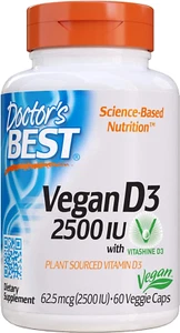 Doctor's Best Vegan D3 2500 IU, Plant Sourced Vitamin D3, 60 Veggie Capsules - Picture 1 of 10