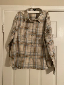 CoCo +Carmen Womens Button Down Long Sleeve Shirt. Plaid. Distressed. NWT. XXL. - Picture 1 of 9