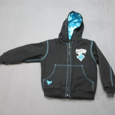 女牛仔五金连帽衫女孩青少年小号黑色美国女牛仔全拉链帆布 — 第 1/4 张图片