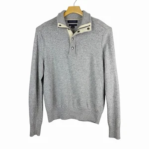 Banana Republic Italian Yarn Merino Wool Pullover 1/4 Zip Snap Sweater Small - Picture 1 of 11