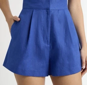 Sheike Mila Shorts Size AU 18 / US 14 Cobalt Blue Linen Button Up Summer pockets - Picture 1 of 8