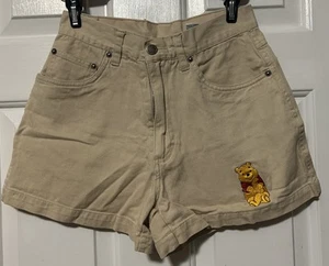 Vintage Disney Winnie The Pooh Embroidered Girls Khaki Shorts Size 7 - Picture 1 of 7