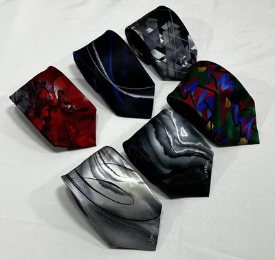 Lote de 6 Corbatas J Garcia Para Hombre Colorido Geométrico Abstracto Mezcla Seda Foto 1 de 4