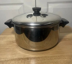 Vintage Revere Ware 1801 Copper Bottom 4 1/2  Qt. Stockpot w/lid - Picture 1 of 17