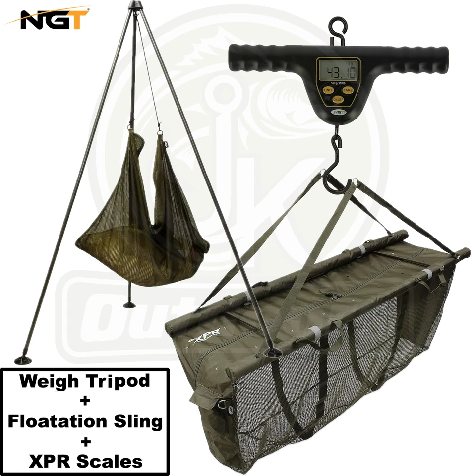 NGT Carp Fishing Weigh Tripod + Floatation Sling + XPR Scales Unhooking Combo - Image 1 of 4