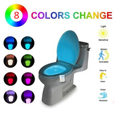 LED Toilet Bathroom Night Light 8 Colour Changing Motion Sensor Activated Home