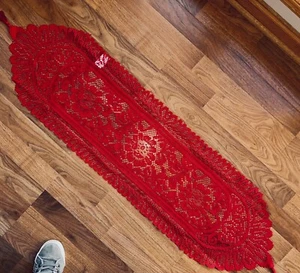 Lace Table Runners Lot of 8 New White & Red 13” x 50” with Tassels - Picture 1 of 4