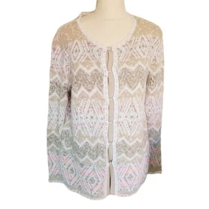 Pendleton Suéter Cárdigan Rosa Crema Cierre Gancho Frontal Tejido Mediano Algodón Usado en Excelente Condición - Imagen 1 de 4