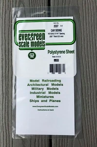EVERGREEN 1/87 HO SCALE CAR SIDING 3-1/4” SPACING STYRENE SHEET ITEM # 2037 F/S - Imagen 1 de 2