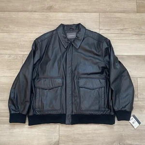 Croft and Barrow Black Leather Men's Size 2X Full Zip Jacket Workwear Fall NWT - Picture 1 of 5