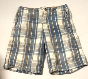 Mossimo Supply Co. Mens Blue & Beige Plaid Casual Shorts Size 30 100% Cotton - Picture 1 of 6