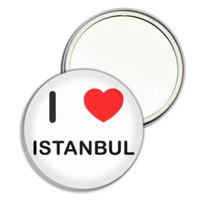 Istanbul I Love Heart Round Mirror Pocket Compact (55mm or 77mm) - Picture 1 of 6