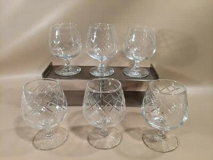 Lot Of 6 Cut Glass Brandy Snifters Barware  - Picture 1 of 7
