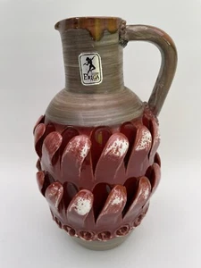 Vintage Italian Vase Fratelli Fanciullacci Jug Vase 3D Carved 60's MCM *DAMAGED* - Picture 1 of 18