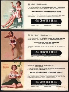 Three Mid-Century Pin-Up Blotters circa 1945 Earl Moran Brown & Bigelow Co - Picture 1 of 2