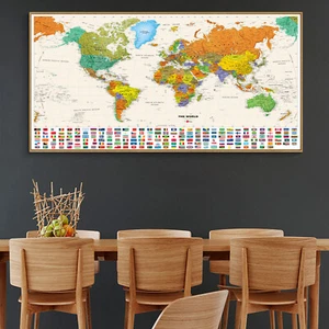 Cartel de lienzo de mapa geográfico de bandera nacional HD arte de viaje sin marco 121 - Imagen 1 de 9