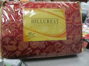 HILLCREST KING SHEET SET 300CT 100% COTTON RED/GOLD CLEARANCE SALE BRAND NEW !!! - Picture 1 of 4