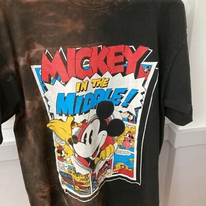 VTG 90'S MICKEY IN THE MIDDLE On Rare Brown Tie Dyed SINGLE STITCH Shirt Xxl. - Picture 1 of 15