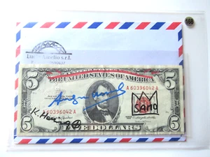 A. WARHOL/K. HARING/J.M. BASQUIAT: 5Dollar 3x ORIGINAL SIGNIERT, AMTL. ST. 1977 - Bild 1 von 6