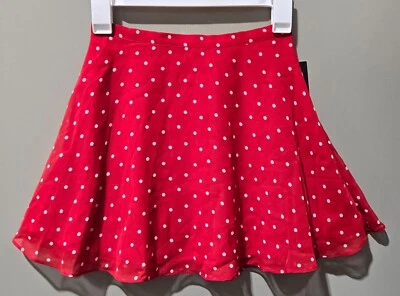 Art Class Red & White Polka Dots Sheer Chiffon & Lined Skirt - Size Large 10/12 - Image 1 of 4