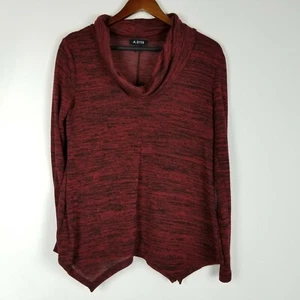 A Byer Womens Sweater Size M Red And Black Lightweight Cowl Neck Holiday Work - Picture 1 of 5