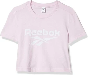 Reebok Women's Classics Vector Crop Tee Shirt Pink White Size 1X New with Tags - Picture 1 of 2