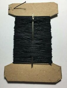 25mtr Hand sewing Black cotton thread 0.55mm 3 ply satin finish 2x blunt needles