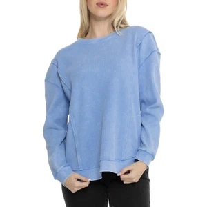 Sunnyside by Sundry Women's Oversized Pullover Top Long Sleeve Size L Blue - Picture 1 of 9