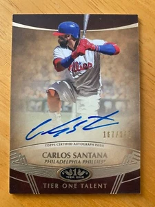 2019 Topps Tier One Carlos Santana TTA- CSA Tier One Talent Autographs 167/240 - Picture 1 of 2