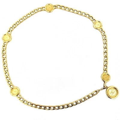 Cinto de corrente CHANEL ouro marca de coco motivo moeda GP usado CHANEL mulheres populares - Imagem 1 de 4