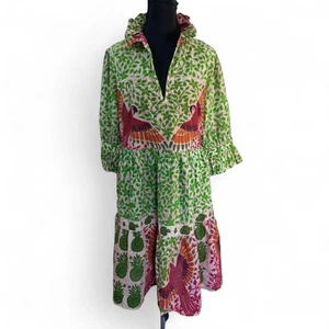 Vestido Be Boho Natural Wear con Hoja Verde y Estampado de Loro Talla S - Imagen 1 de 7