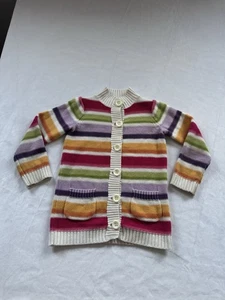 Gymboree Girl's Knit Colorful Stripe Sparkle Button Up Sweater Cardigan SZ 5-6 - Picture 1 of 11