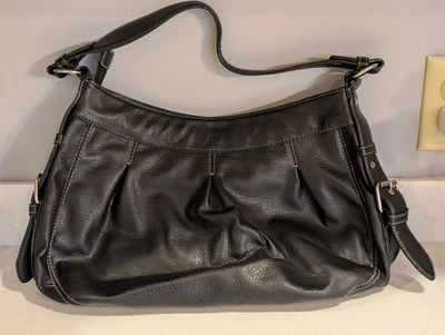 Bolso de mano vintage de cuero negro Chaps Foto 1 de 4