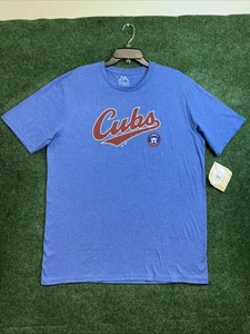 CHICAGO CUBS Coop Series Sweep Men Tee Shirt S/S Blue Size Large Cotton MAJESTIC - Picture 1 of 8