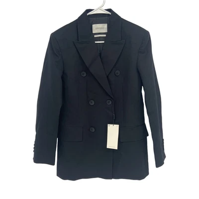 Blazer Massimo Dutti Long Line Doble Pecho Negro Edición Limitada Talla 8 Nuevo con Etiquetas Foto 1 de 4
