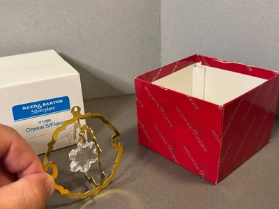 Reed & Barton 1986 adorno de Navidad oro cristal copo de nieve caja sin tapa V1289 Foto 1 de 4