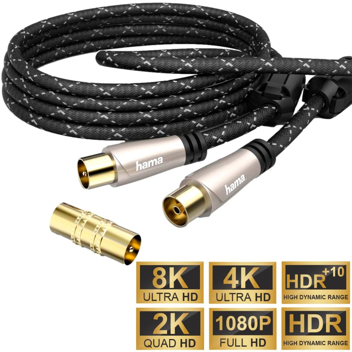 Hama Antennenkabel 1,5 M – Mit Koax-Stecker, 90 DB Schirmung, Schwarz, Für TV & Audio-Übertragung