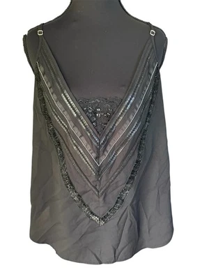 Top cami negro Y2K Lauren Vidal talla S encaje, cinta cuentas transparente caprichoso hada Foto 1 de 4