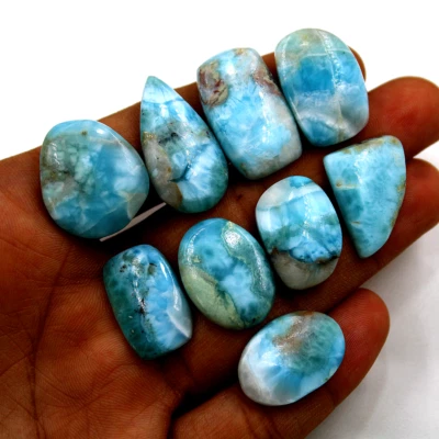 9 Pcs Natural Dominican Larimar Top Quality 22mm-29mm Cabochon Loose Gemstones Foto 1 de 4