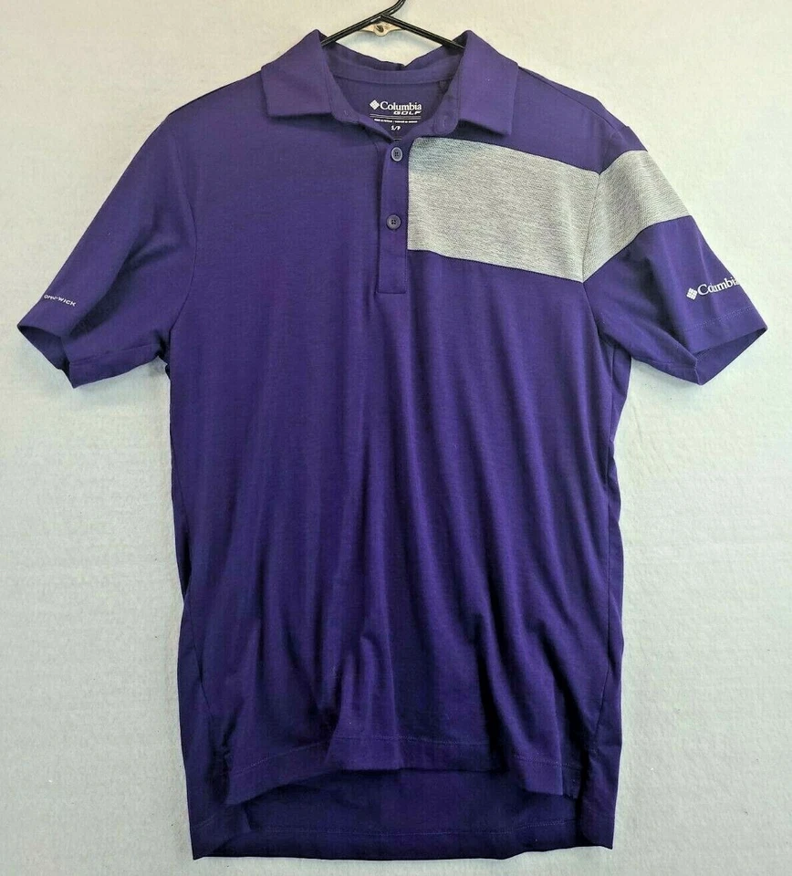 Camisa polo Columbia Golf ligera púrpura manga corta para hombre pequeña Foto 1 de 4